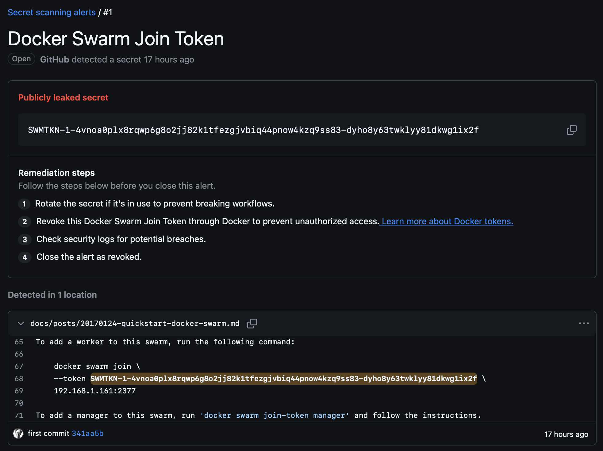 GitHub Security Scanning Report